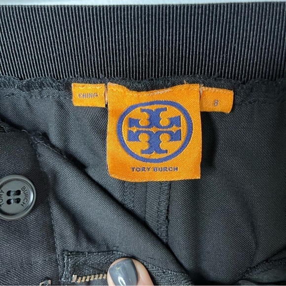 Tory Burch Wool Straight Leg Pants Black Size 8 Grosgrain Waistband - Picture 5 of 7